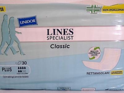 PANNOLONE LINES SPECIALIST CLASSIC RETTANGOLARE CON BARRIERA 30 PEZZI